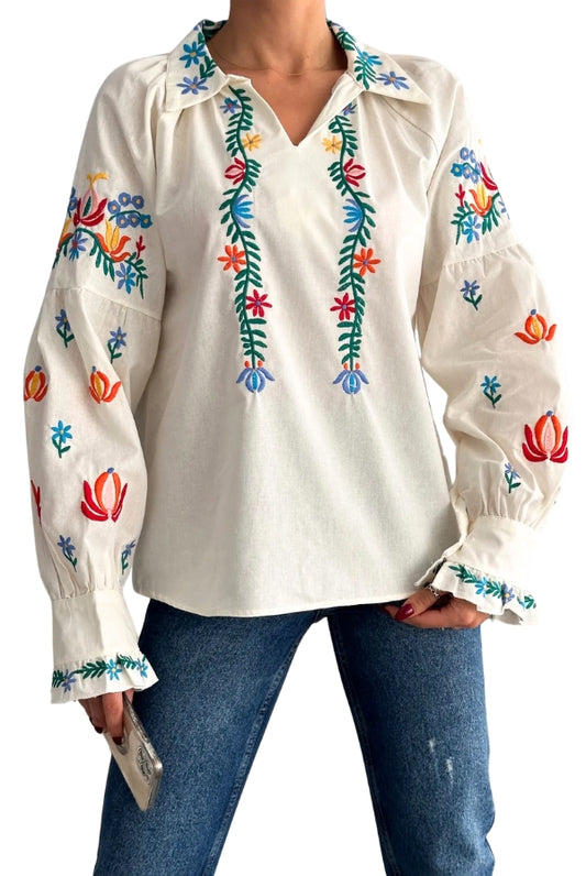 Floral Bouquet Embroidered Vyshyvanka Blouse