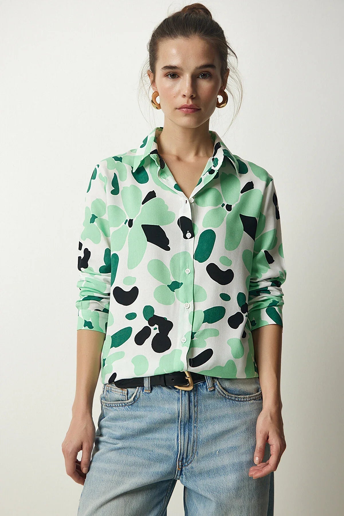 Green Designer Button Down Shirt