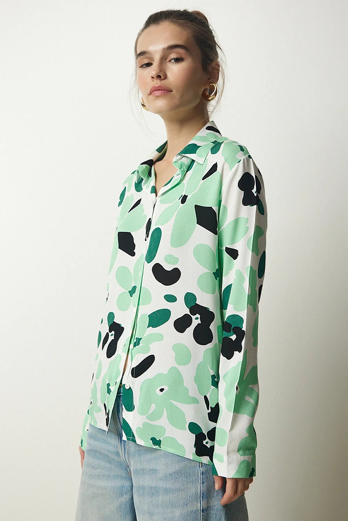 Green Designer Button Down Shirt