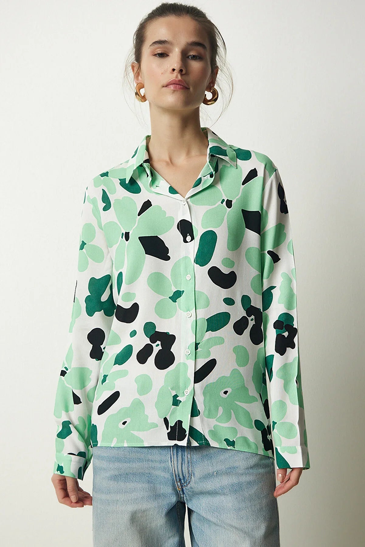 Green Designer Button Down Shirt