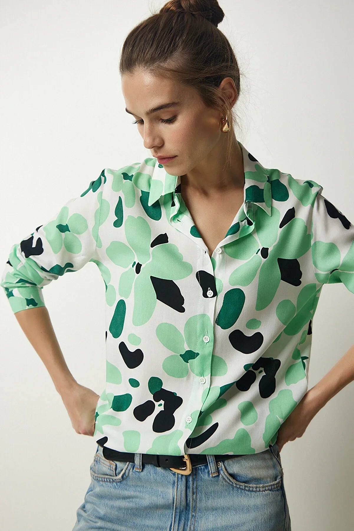 Green Designer Button Down Shirt
