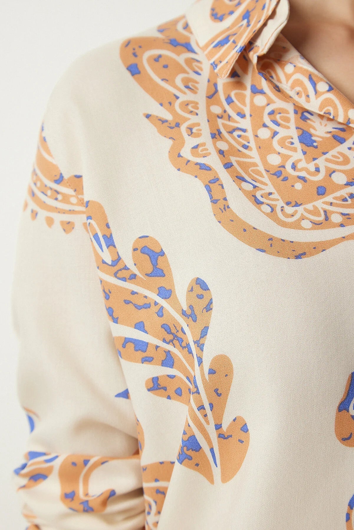 Soft Orange Floral Button Down Shirt