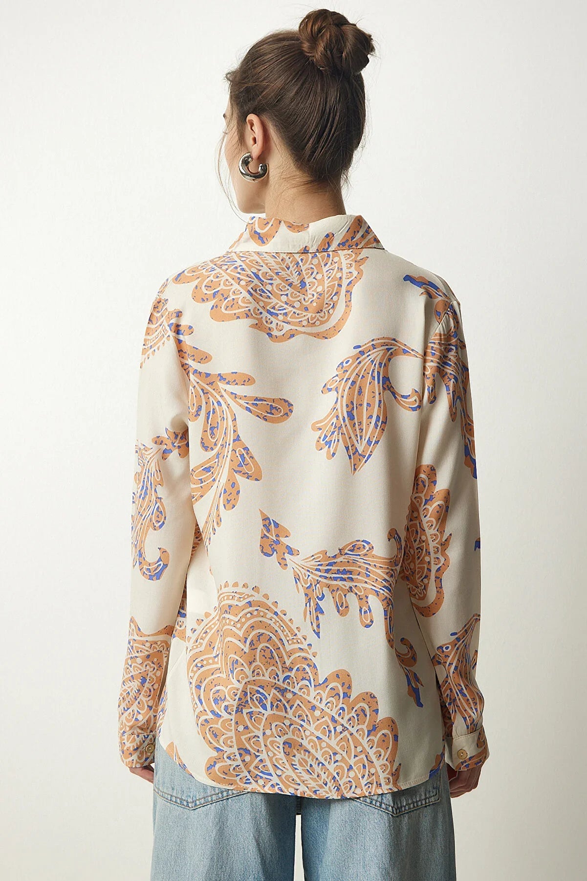 Soft Orange Floral Button Down Shirt