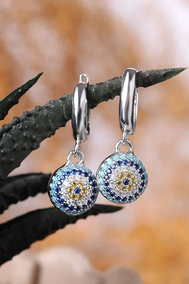 Evil Eye Hook Sterling Earrings