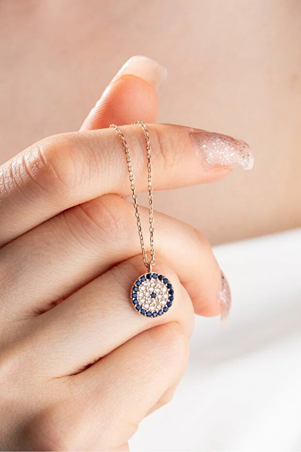 Sterling Silver Evil Eye Drop Necklace