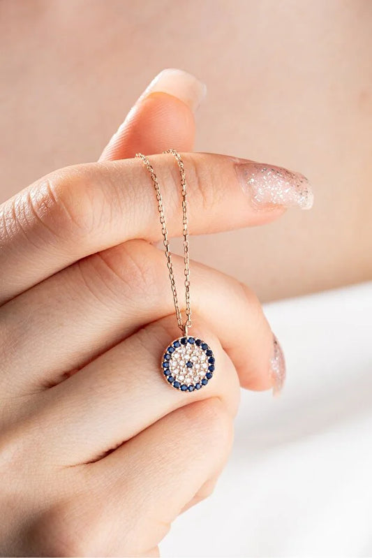 Sterling Silver Evil Eye Drop Necklace