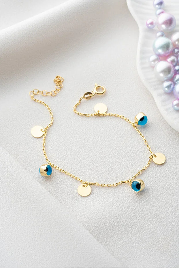 Sterling Silver Evil Eye Gold Bracelet