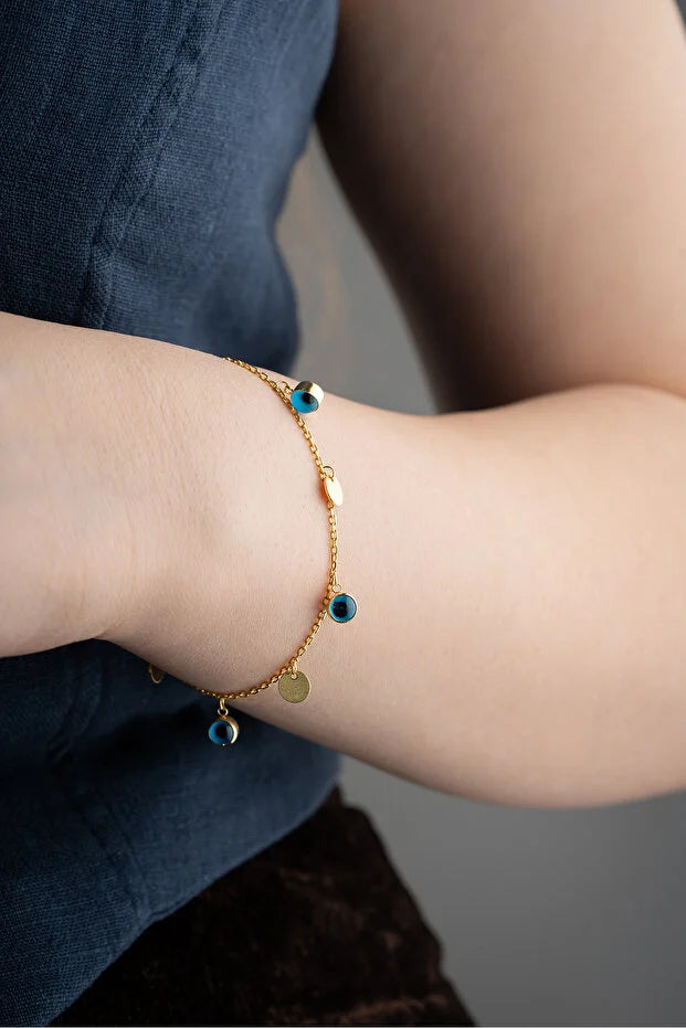 Sterling Silver Evil Eye Gold Bracelet
