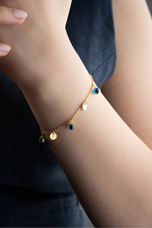 Sterling Silver Evil Eye Gold Bracelet