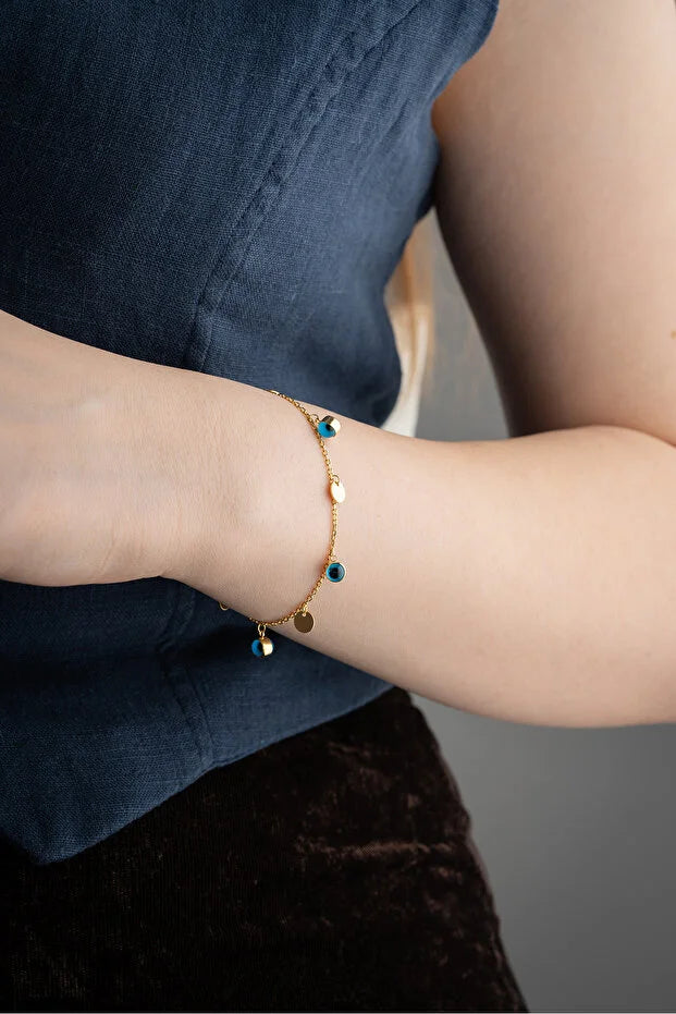 Sterling Silver Evil Eye Gold Bracelet