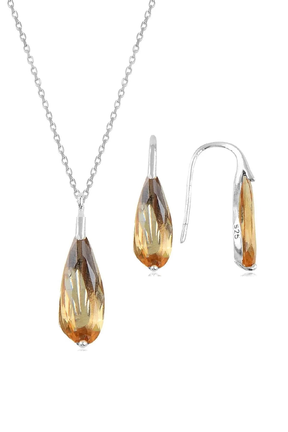 Sterling zilveren Zultanite stenen ketting en oorbellenset