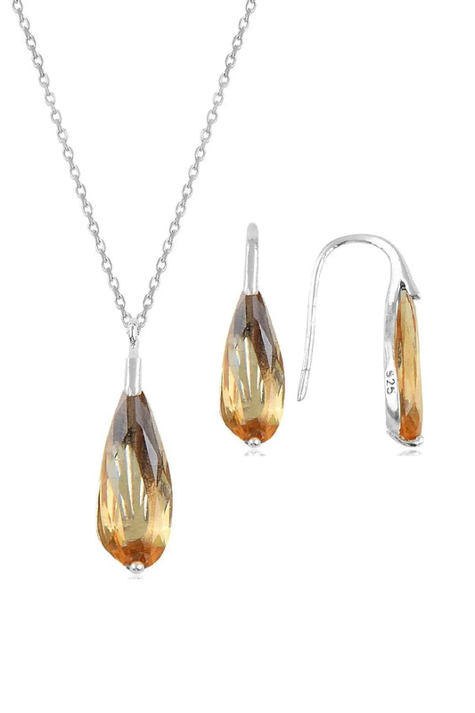 Sterling Silver Zultanite Stone Necklace and Earring Set