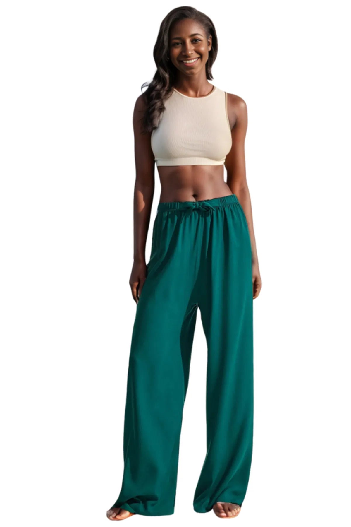 Emerald Green Wide Leg Pants