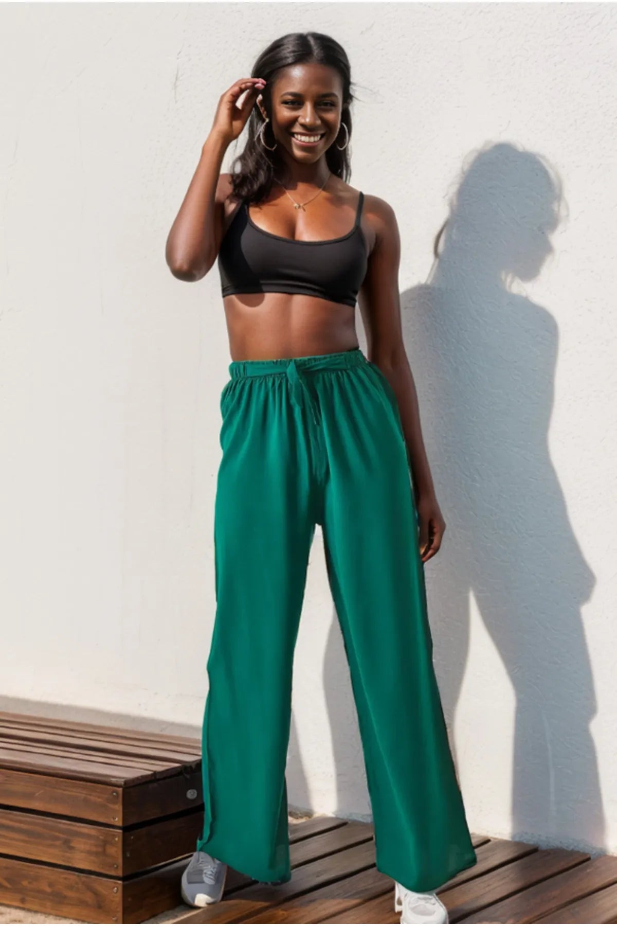 Emerald Green Wide Leg Pants
