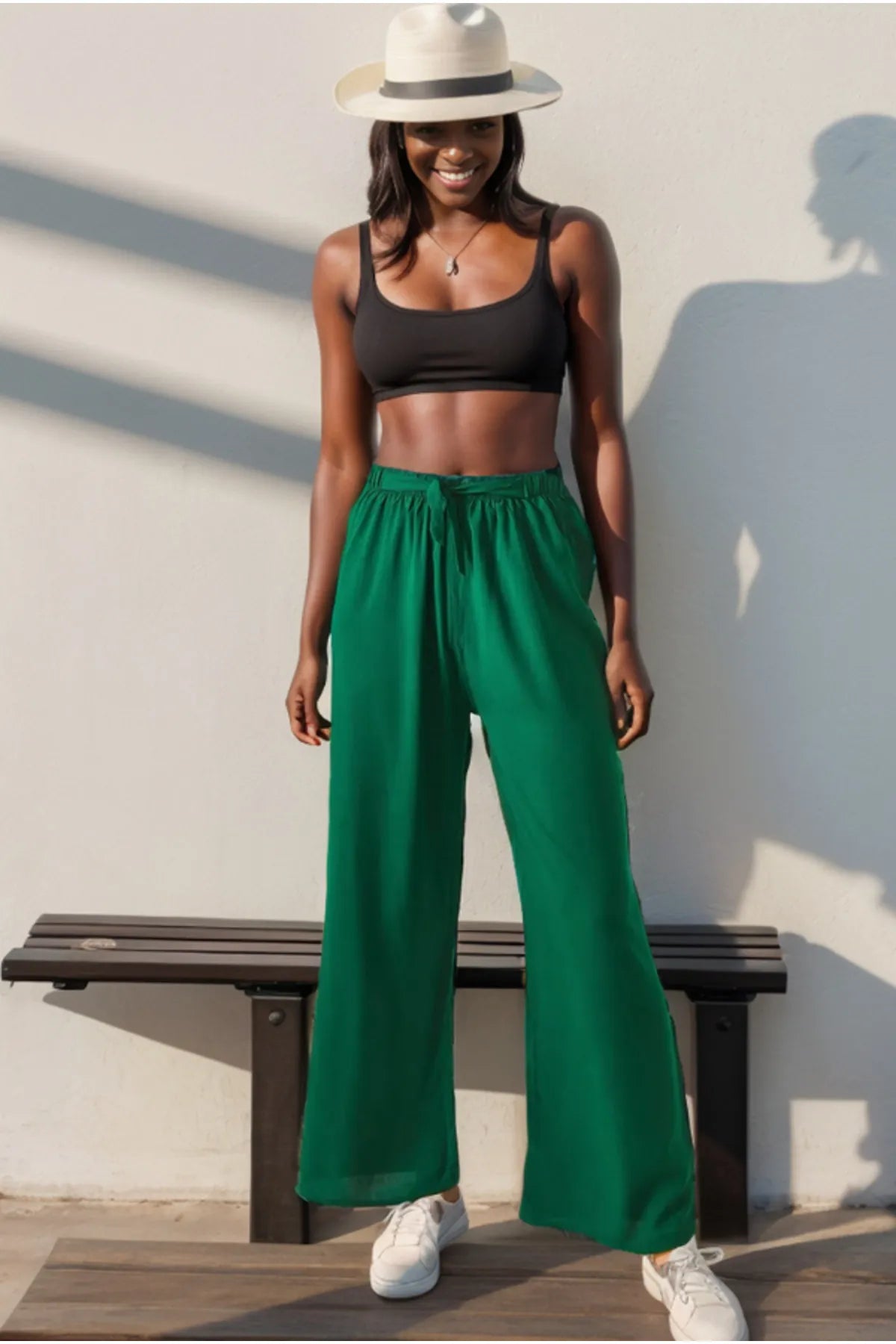 Emerald Green Wide Leg Pants