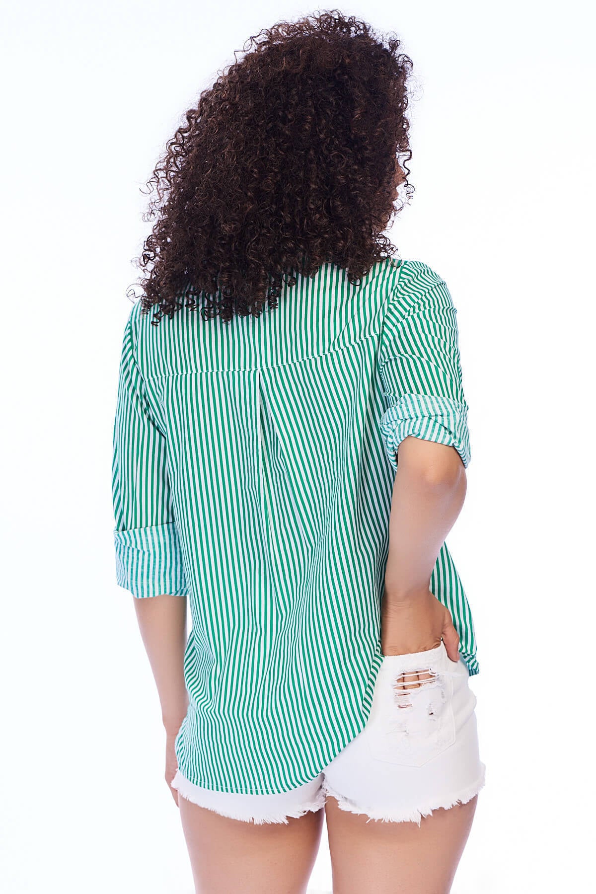 Nancy Women's Shirt - Green Striped