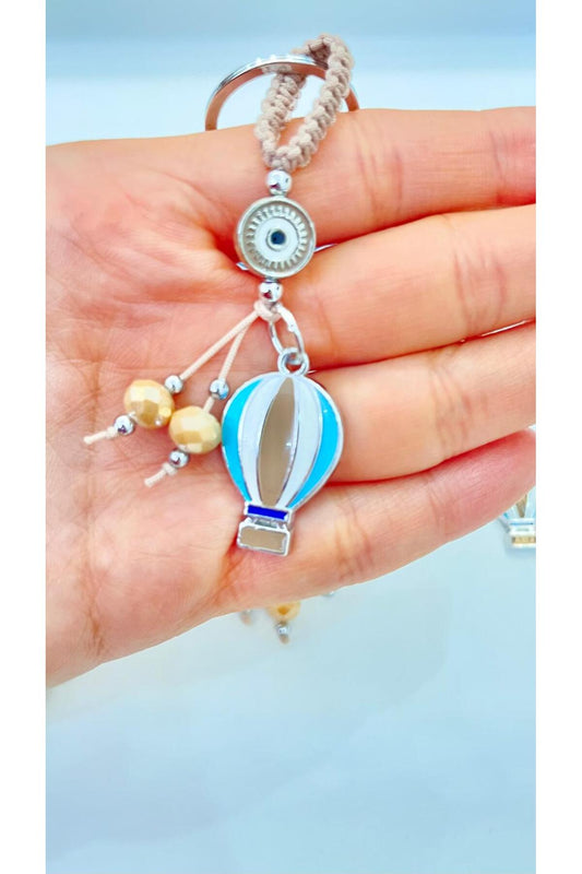 Abigail Silver-Plated Evil Eye Keychain - Beige Balloon