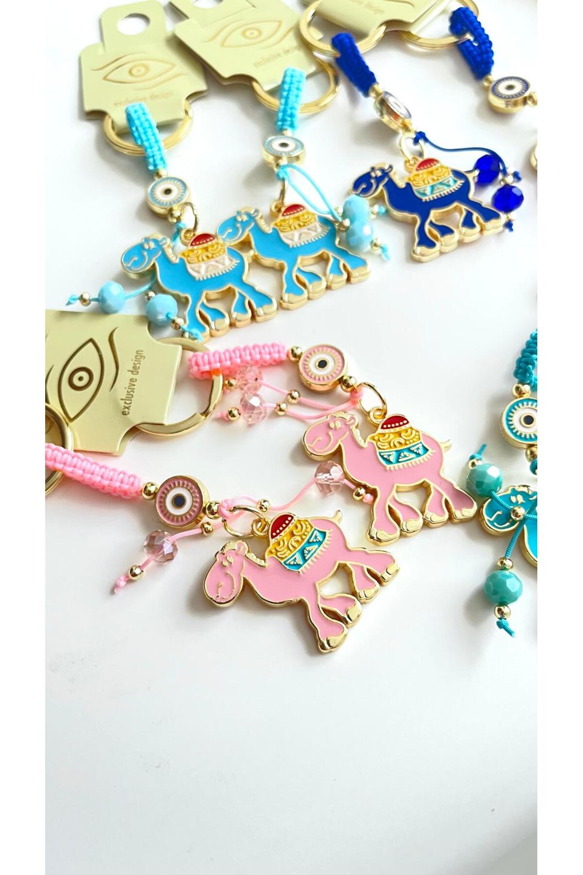 Bella Gold-Plated Animal Charm Keychain - Pink Camel Design