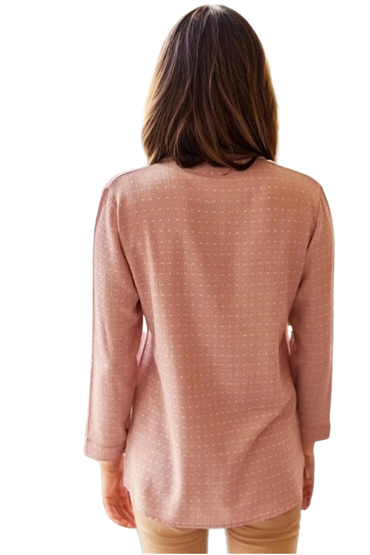 Hope Women's Viscose Textured Draped Button-Up Shirt - Pink