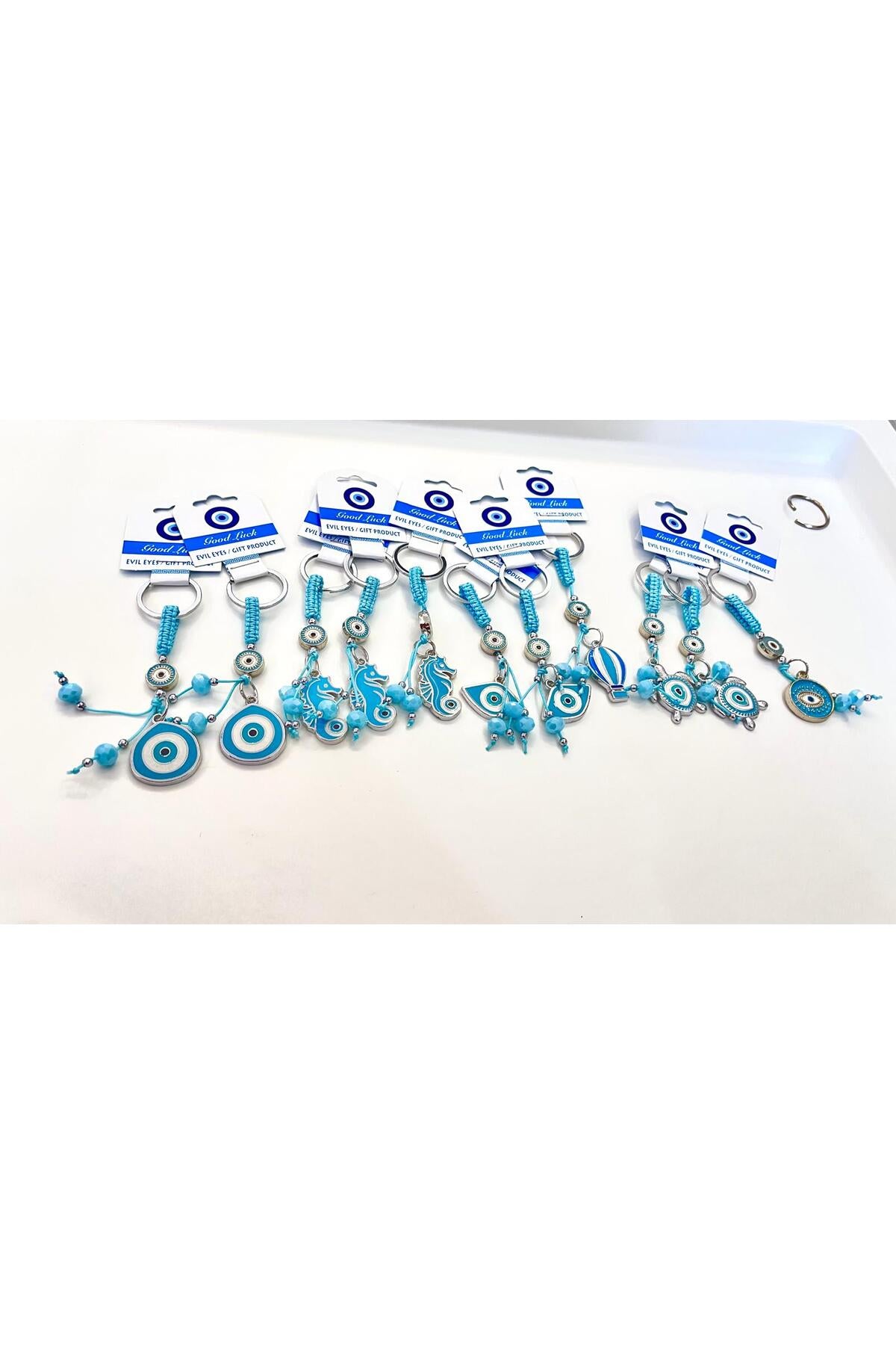 Abigail Silver-Plated Evil Eye Keychain - Blue Balloon Evil Eye