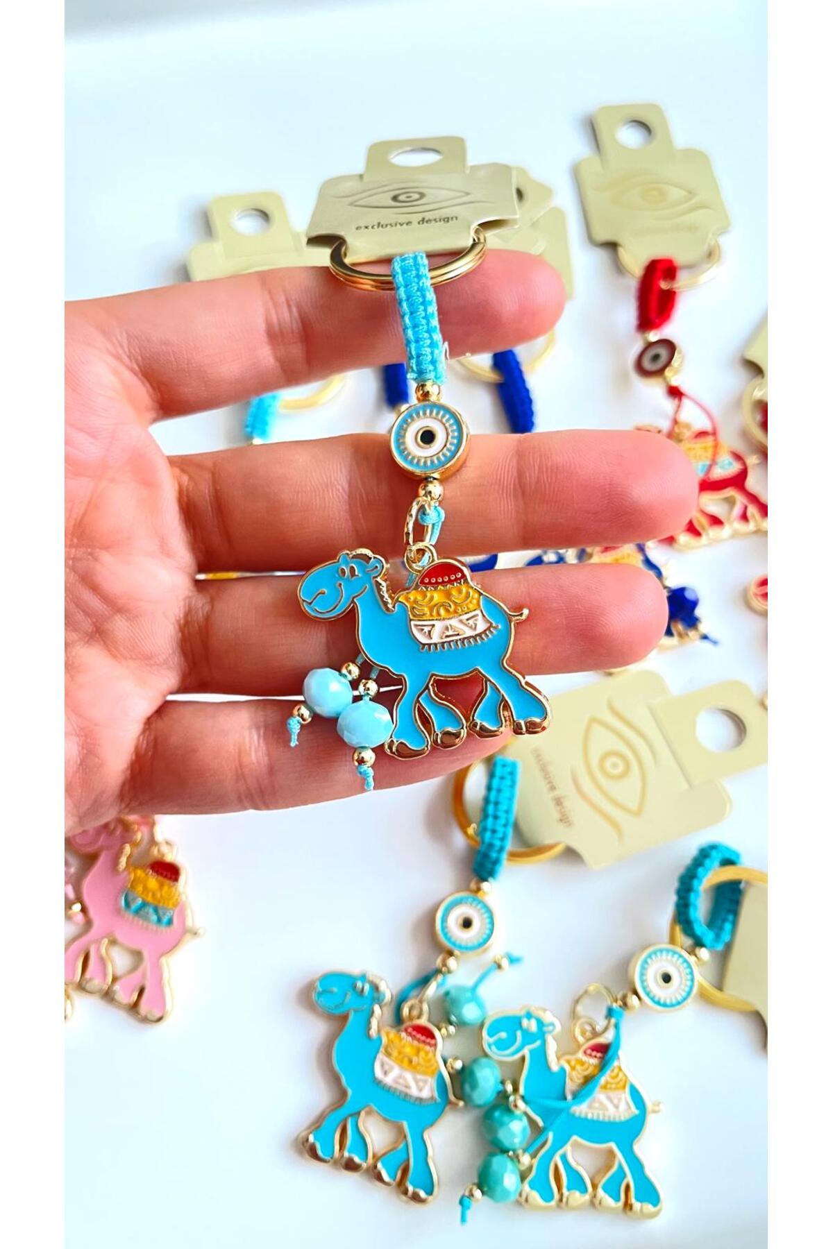 Bella Gold-Plated Animal Charm Keychain - Blue Camel Design