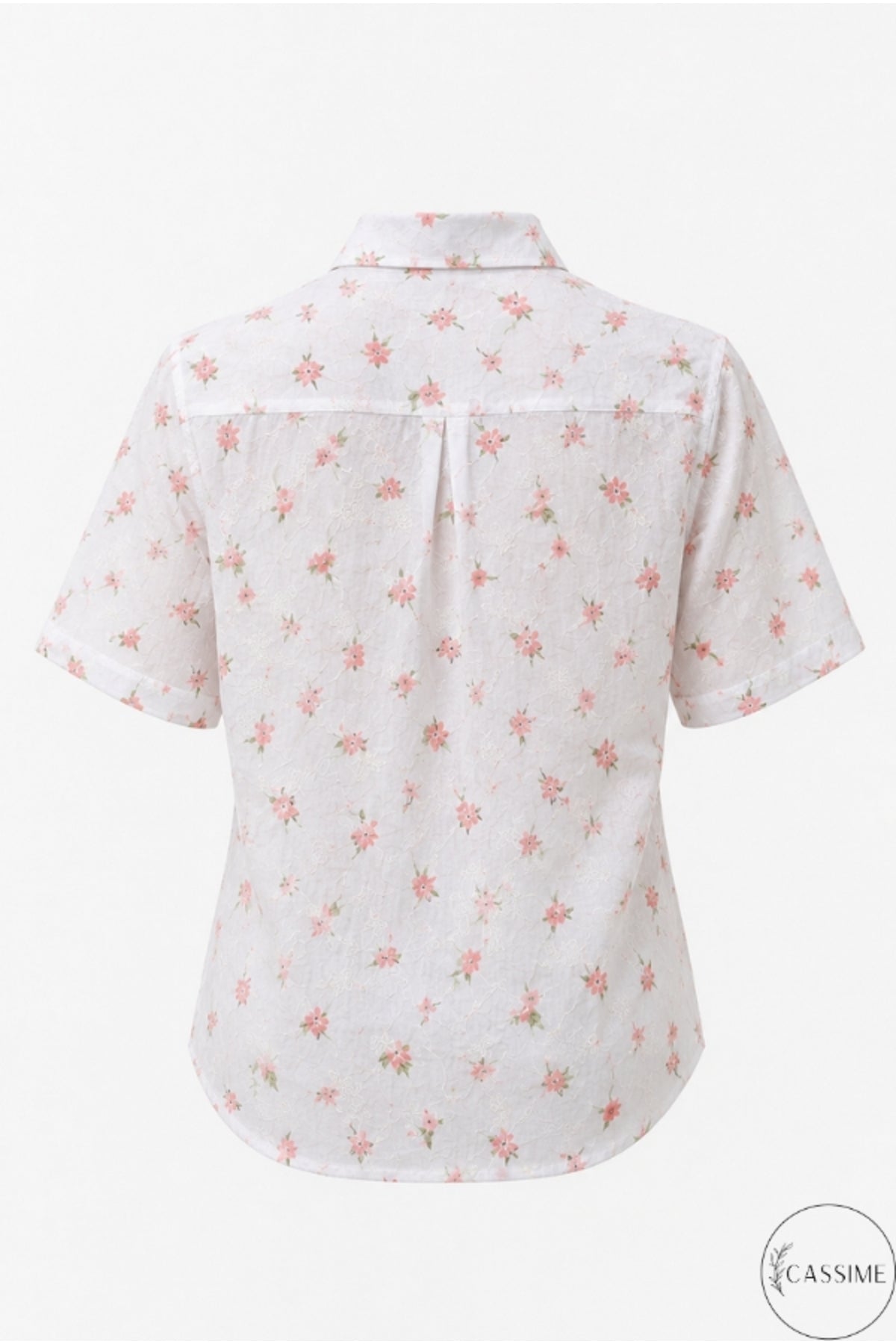 Women's Coral Mini Floral Cotton Short Sleeve Shirt - product photo 8