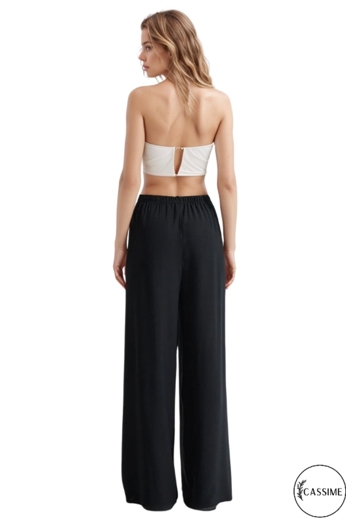 Bethany Women's High Waist Palazzo Pants - Black
