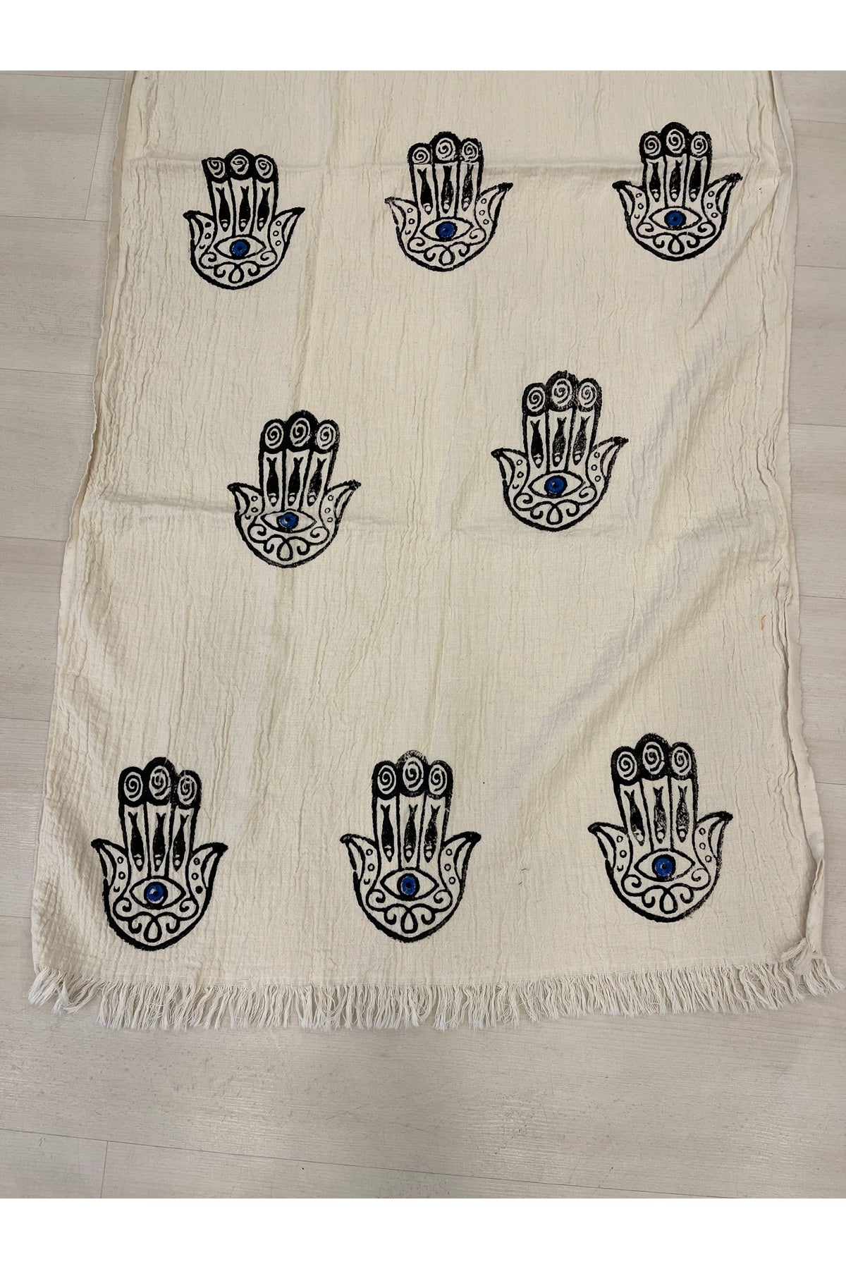 Mia Cotton Turkish Peshtemal Beach Towel - Hamsa