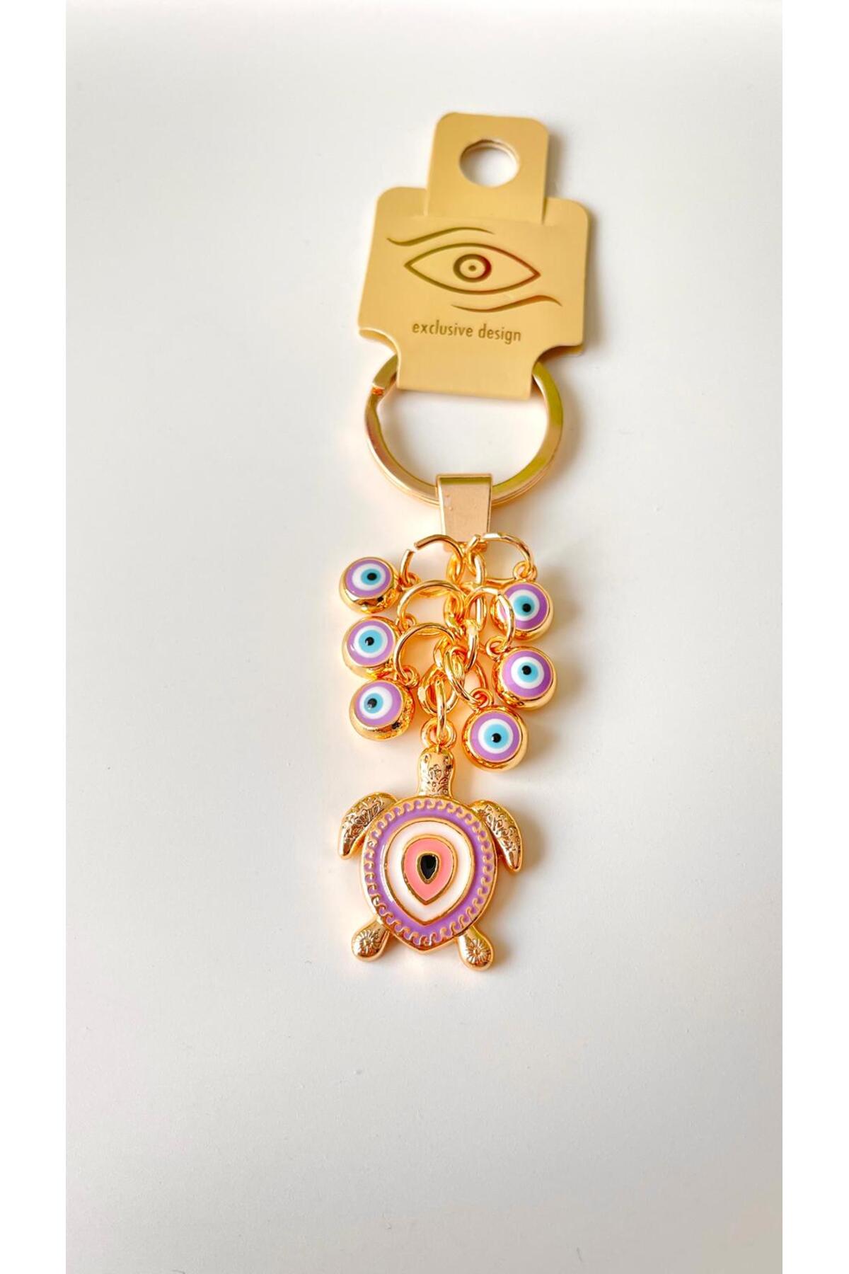 Madeleine Dangling Evil Eye Keychain - Lilac