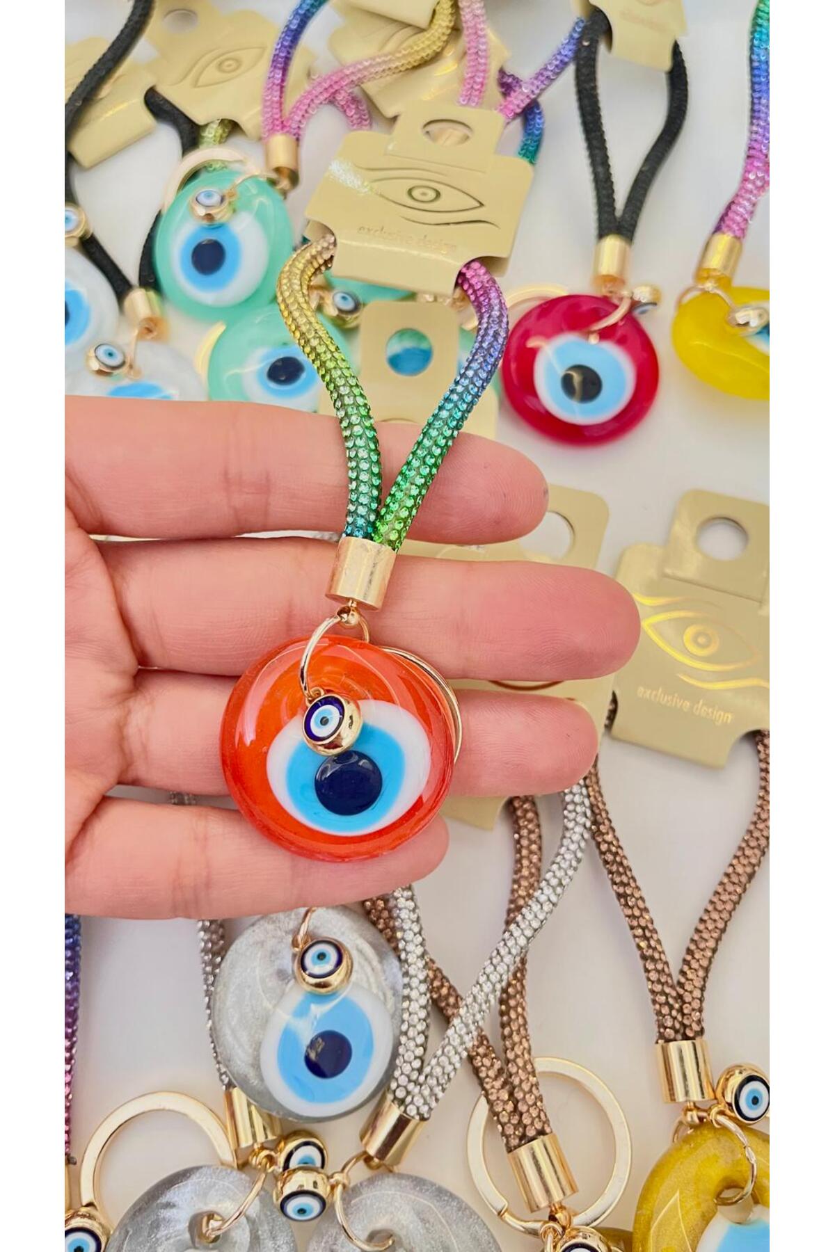 Meredith Glass Evil Eye Cord Charm - Orange