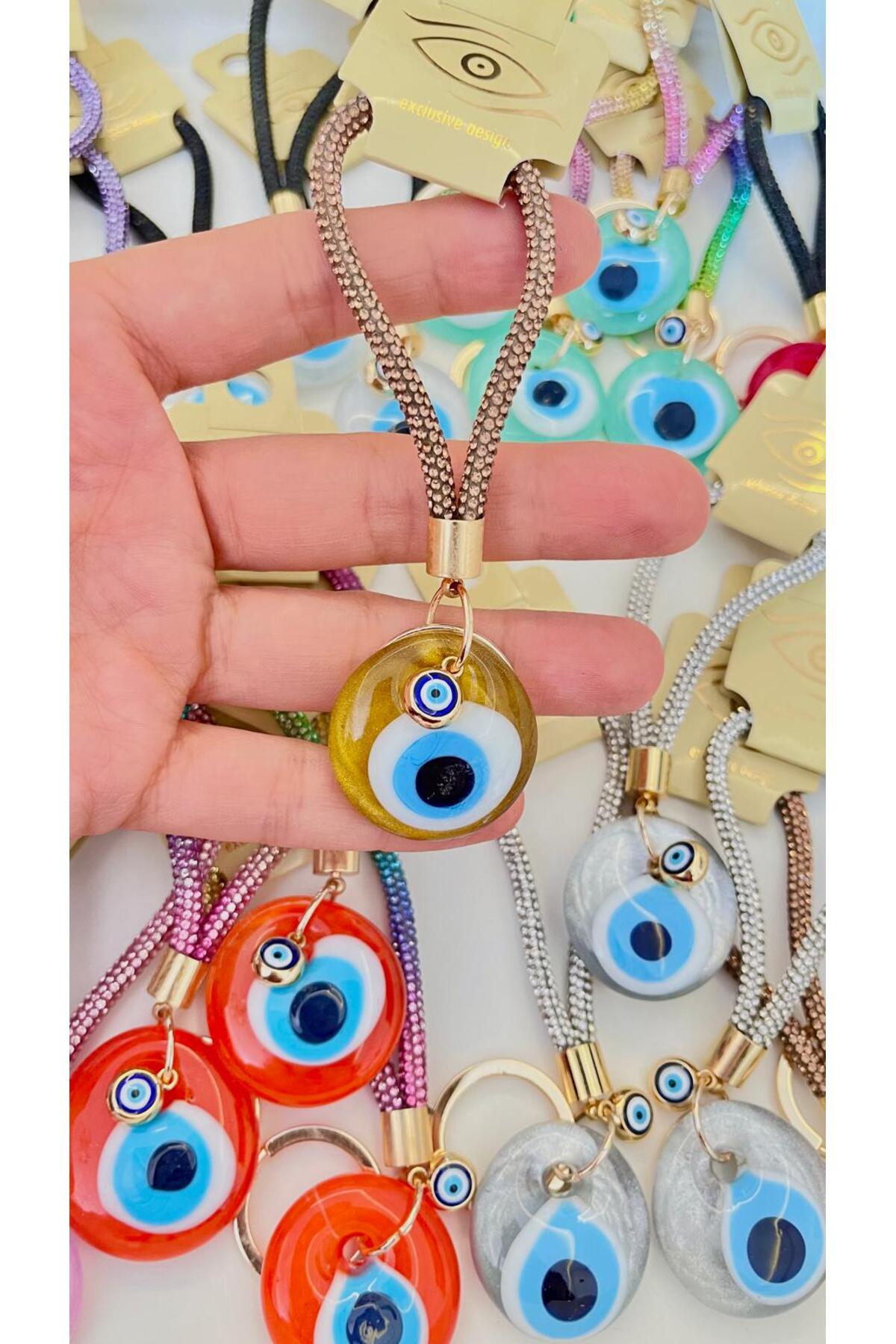 Meredith Glass Evil Eye Cord Charm - Gold