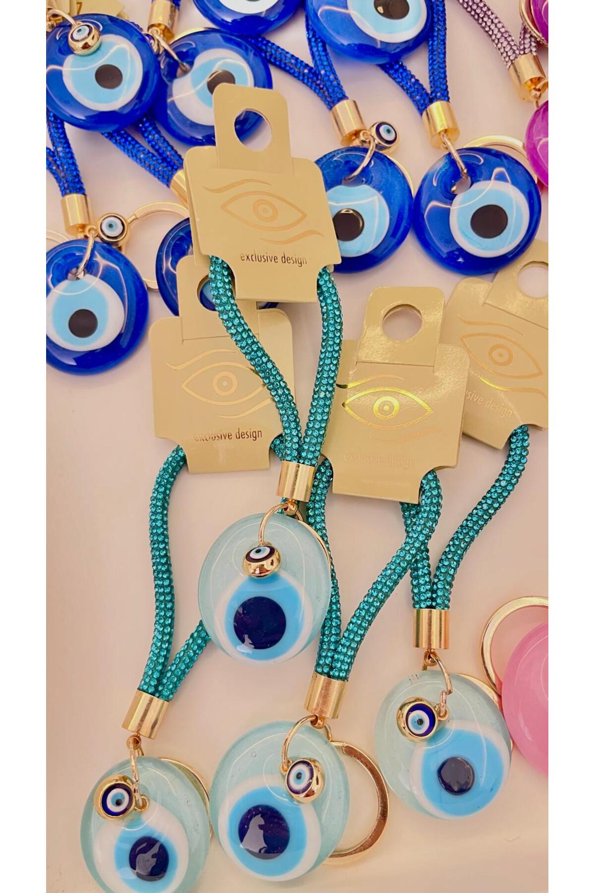 Meredith Glass Evil Eye Cord Charm - Turquoise Cord