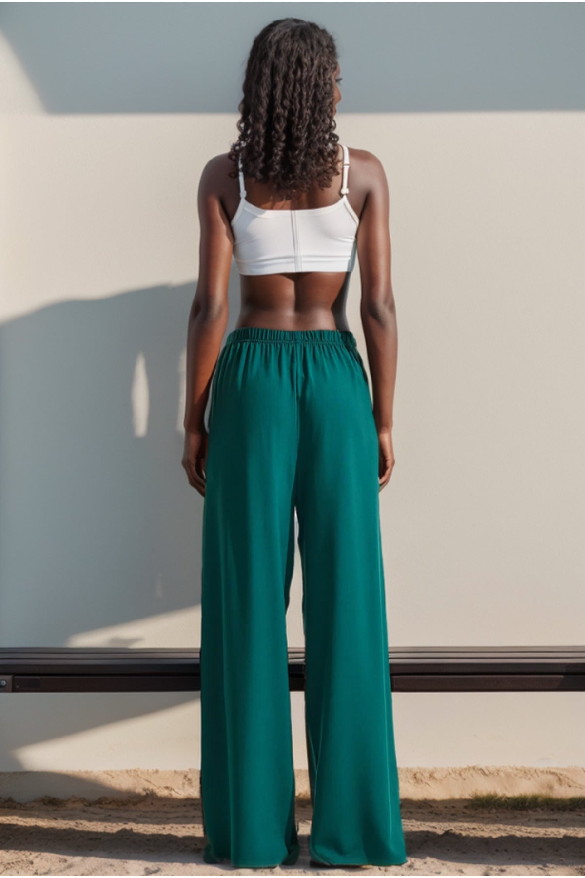Bethany Women's Viscose High Waist Palazzo Pants - Emerald