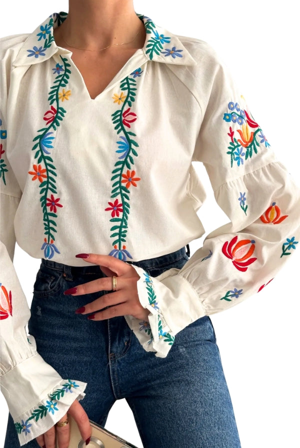 Floral Bouquet Embroidered Vyshyvanka Blouse