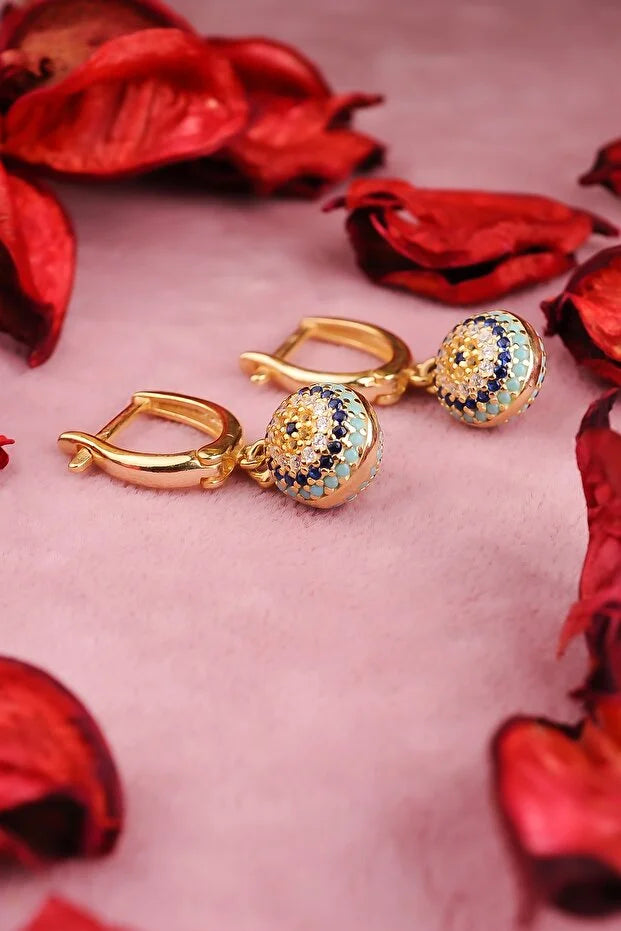 Evil Eye Hook Sterling Earrings