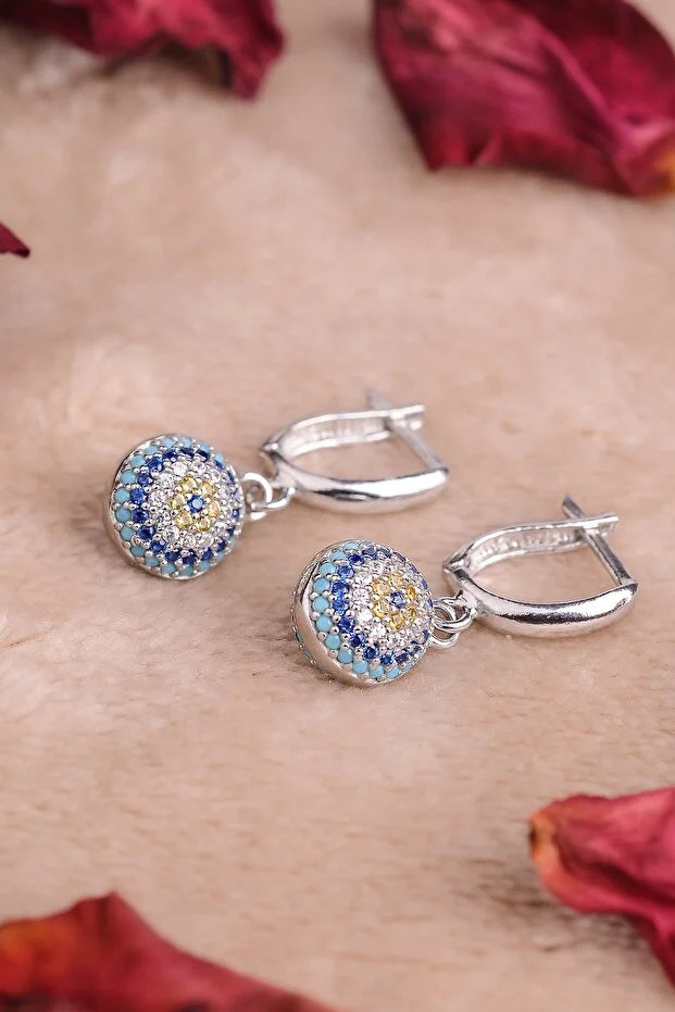 Evil Eye Hook Sterling Earrings