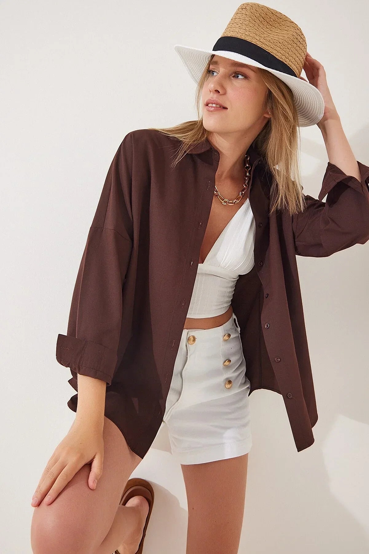 Loose Fit Black Button Down Shirt