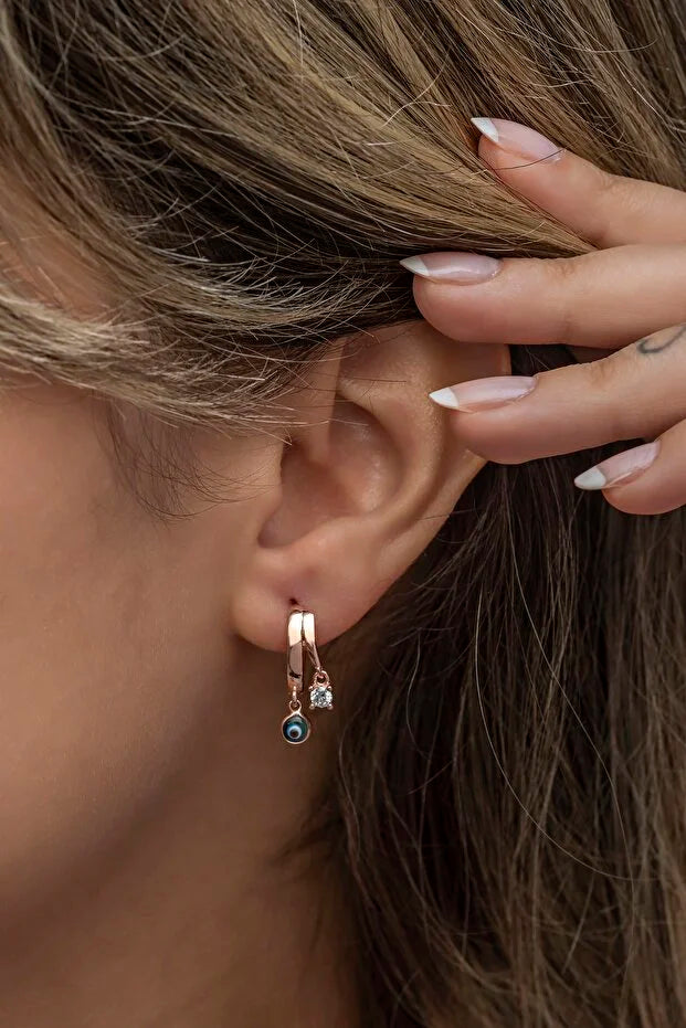 Gold Evil Eye Sterling Earrings