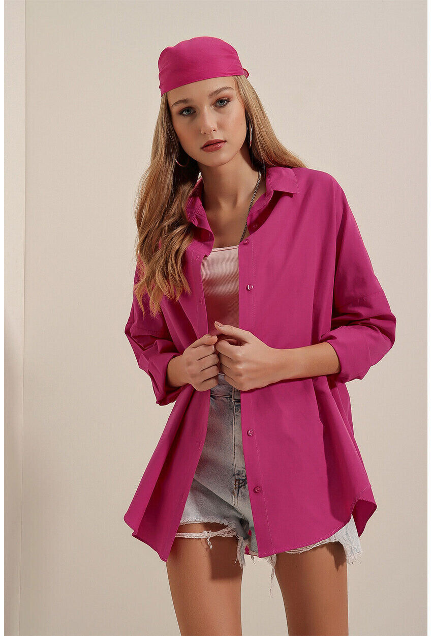 Loose Fit Black Button Down Shirt