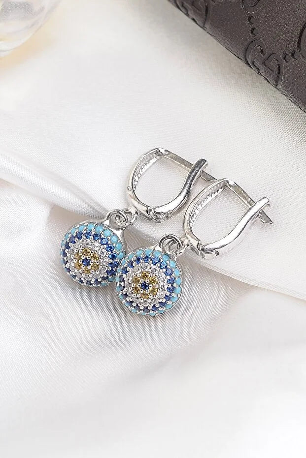 Evil Eye Hook Sterling Earrings