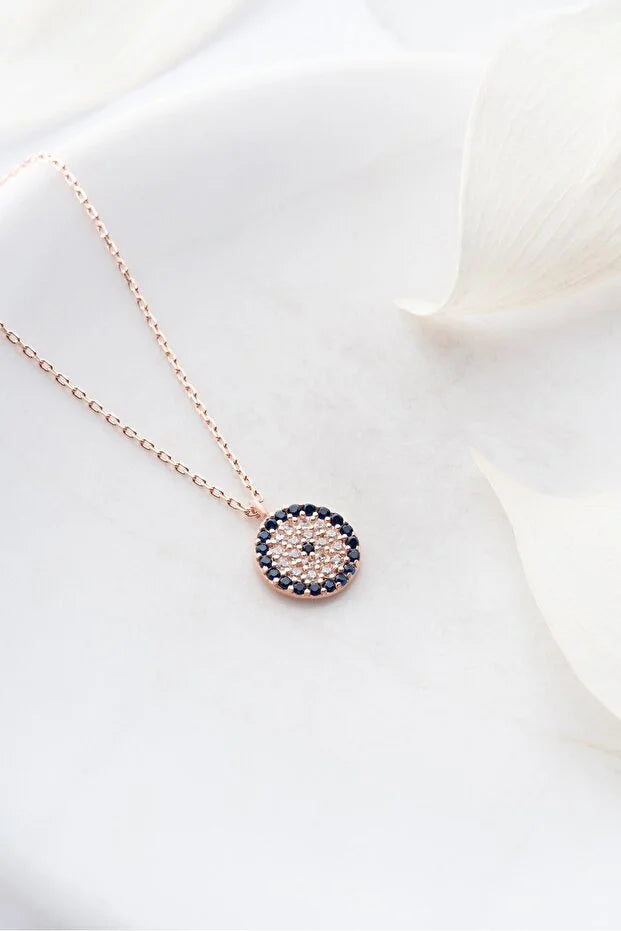 Sterling Silver Evil Eye Drop Necklace