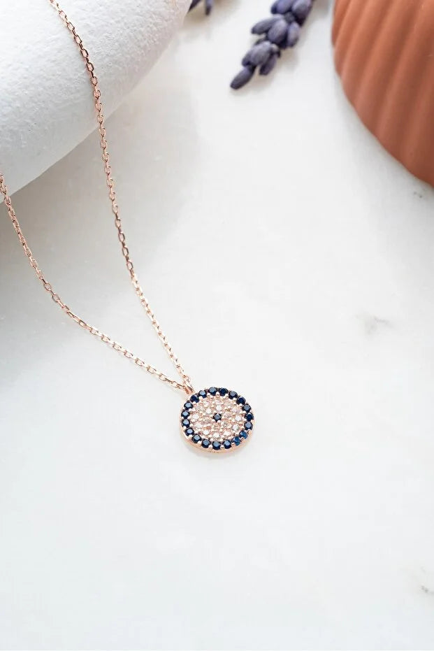Sterling Silver Evil Eye Drop Necklace