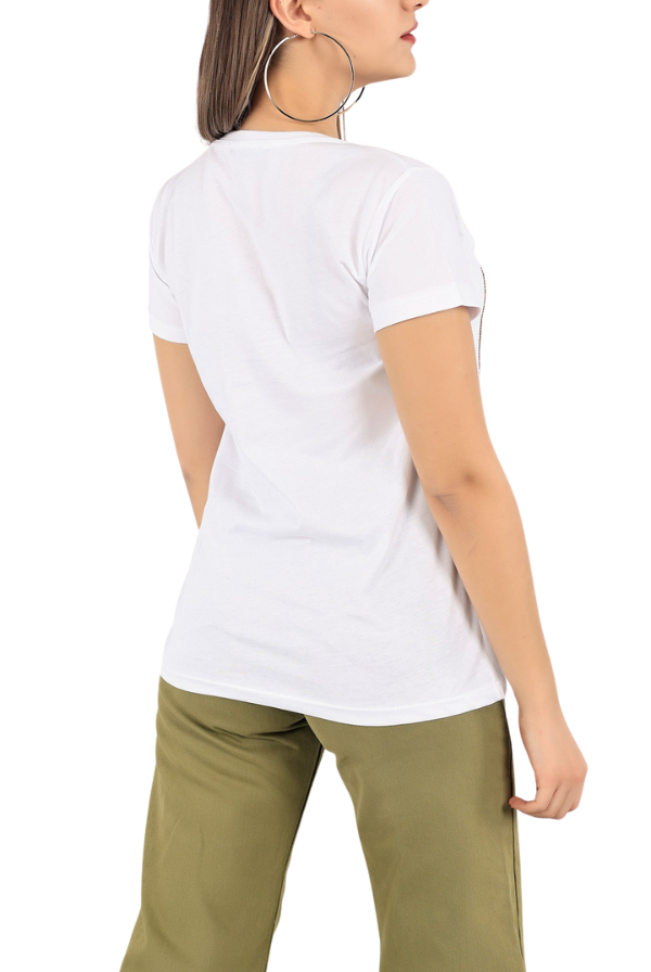 Cactus Floral Sequin Katoenen T-shirt - Wit