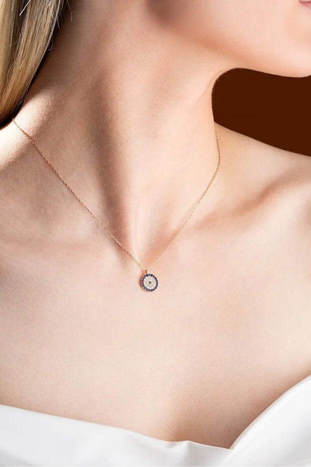 Sterling Silver Evil Eye Drop Necklace