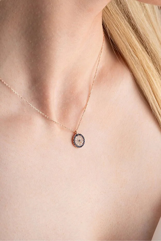 Sterling Silver Evil Eye Drop Necklace