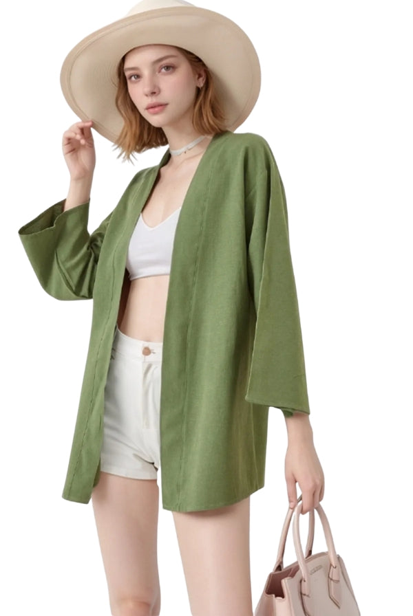 Cream Linen Kimono Robe