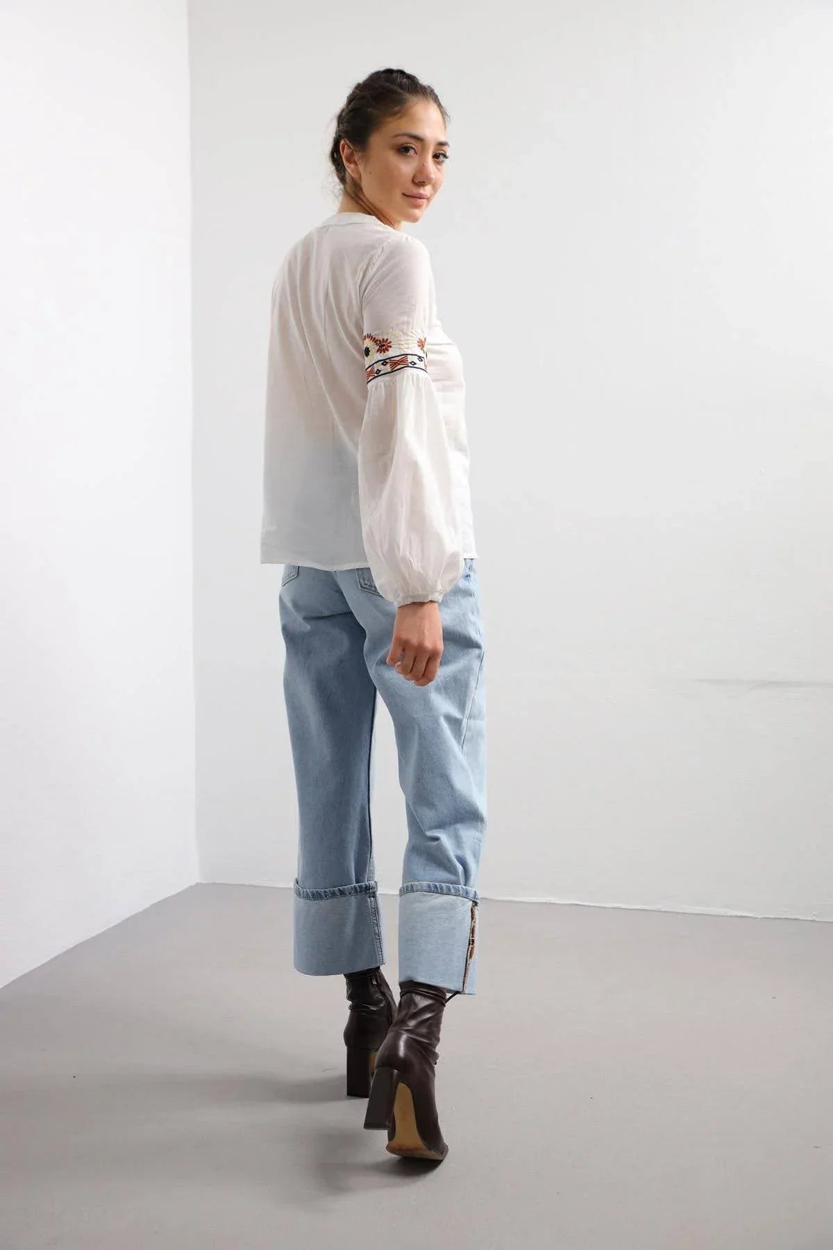 Ethnic Rustic Embroidered Cotton Blouse