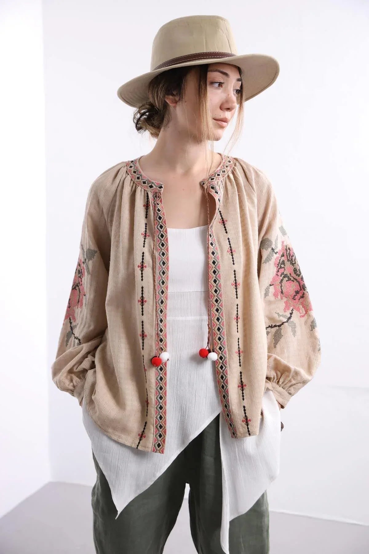 Rose Embroidered Vyshyvanka Light Jacket