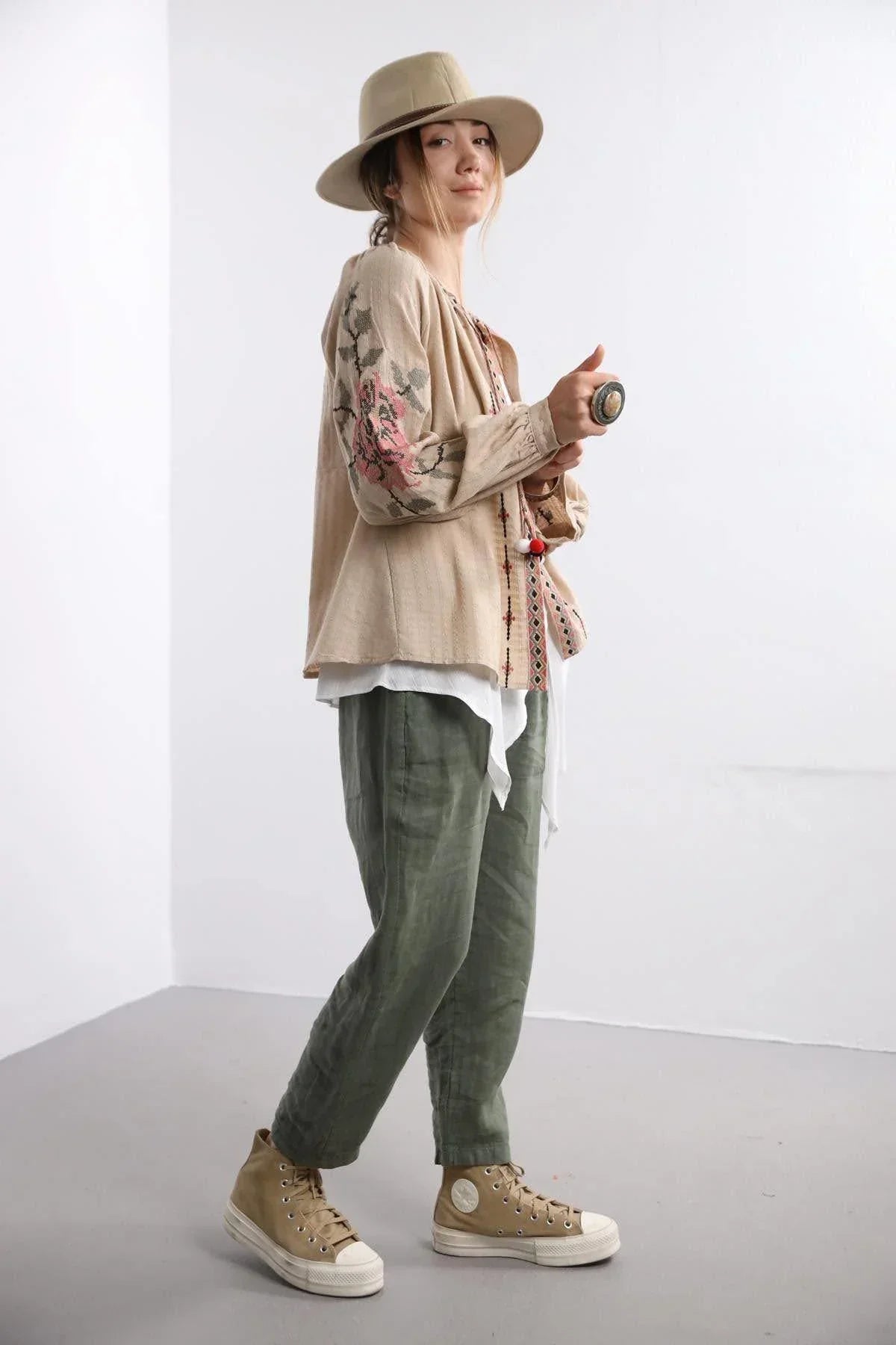 Rose Embroidered Vyshyvanka Light Jacket