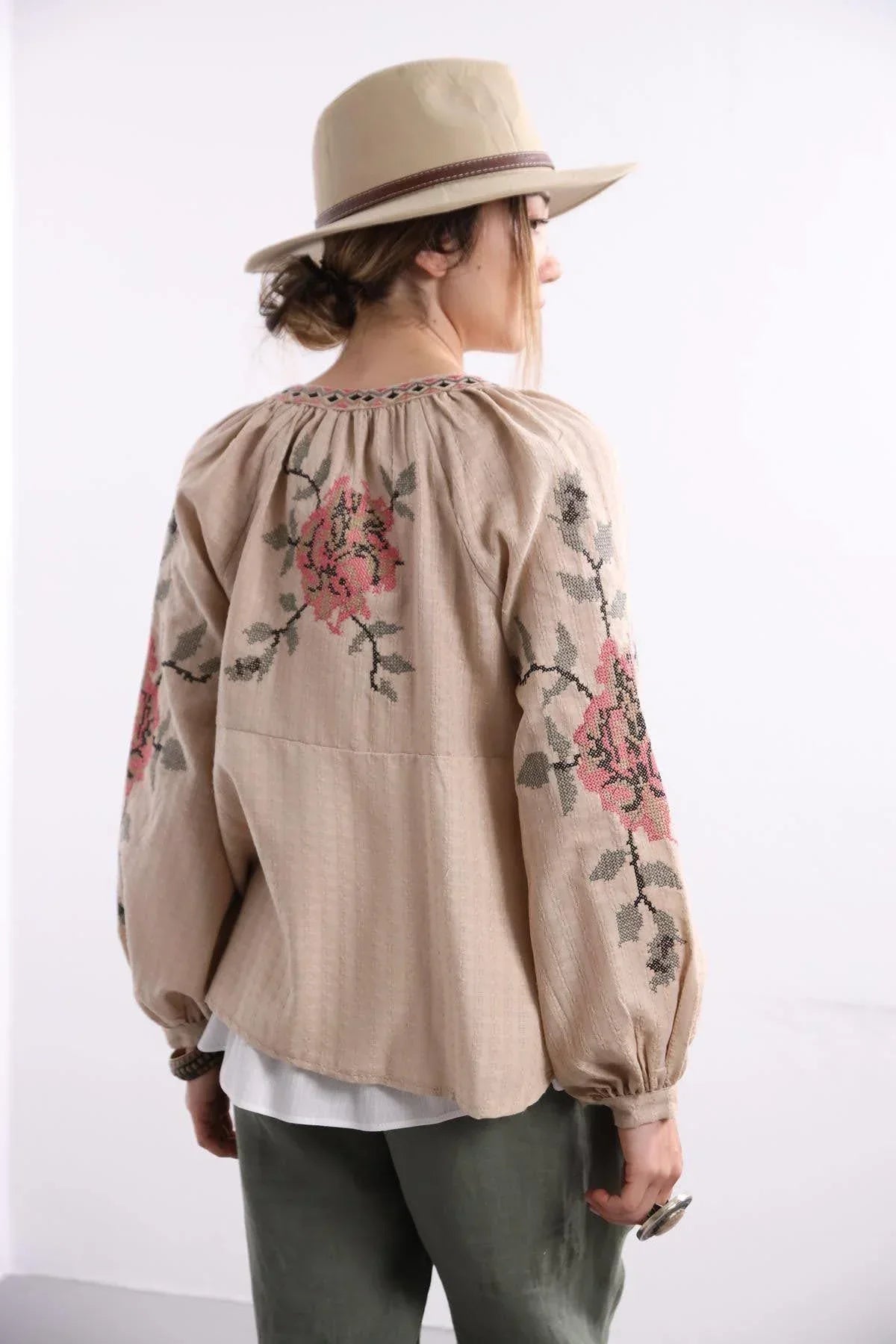 Rose Embroidered Vyshyvanka Light Jacket